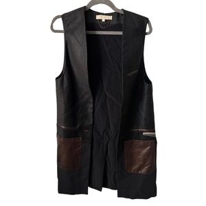 Vanessa Bruno | 100% Wool & Lambskin Mixed Media Longline Vest | Size 36